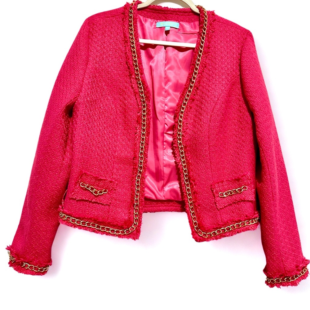Fresh Pink and Gold Blazer with Tailored Silhouette
